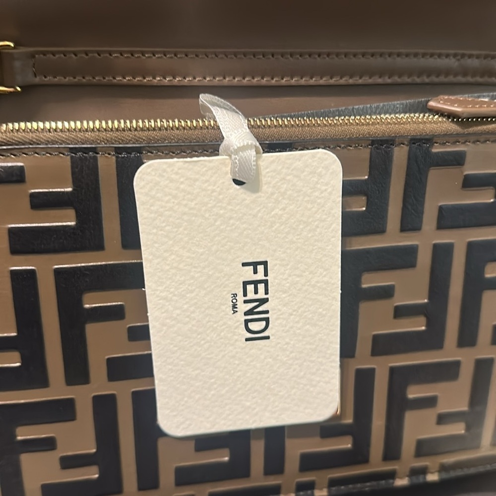 Fendi zucca Brown and Black print crossbody/Clutch with Gold Accent. - Picture 10 of 15